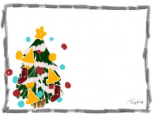 フリー素材 Webデザインに使えるガーリーなイラスト素材 Http Tigipg Cpm クリスマスのフリー素材 ポップなクリスマス ツリーのイラストとモノトーンのラフな鉛筆の囲み枠 640 480pix