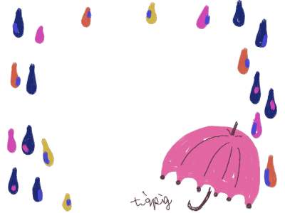 フリー素材 フレーム素材 400pix ガーリーでポップな雨と傘のイラスト Webデザイン イラスト素材 Tigpig