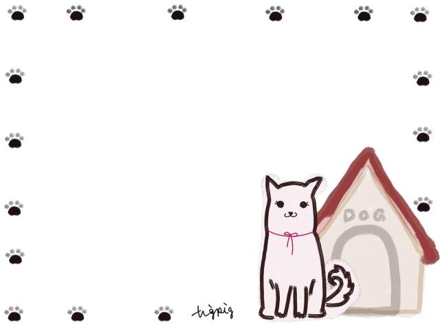 フリー素材 フレーム素材 ガーリーな犬と犬小屋のイラスト素材 640pix Webデザイン 動画制作に使える無料素材 Tigpig