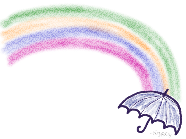 フリー素材 フレーム ラブリーな虹と傘のイラスト素材 Webデザイン 動画に使える無料素材 Tigpig