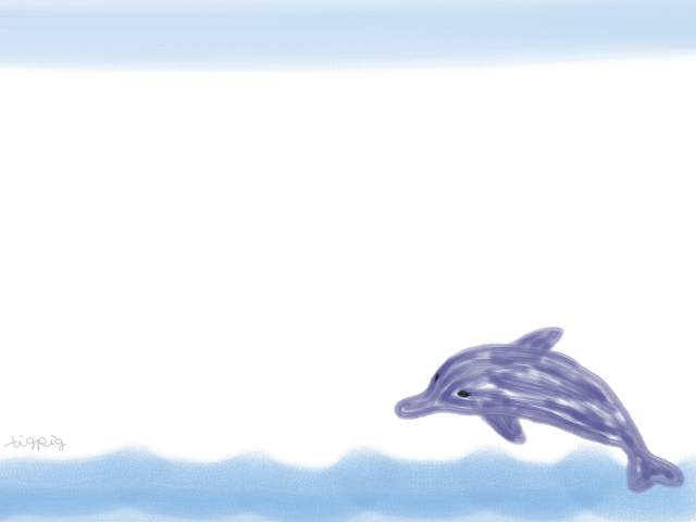 フリー素材 フレーム ガーリーなイルカのイラスト 夏の無料素材