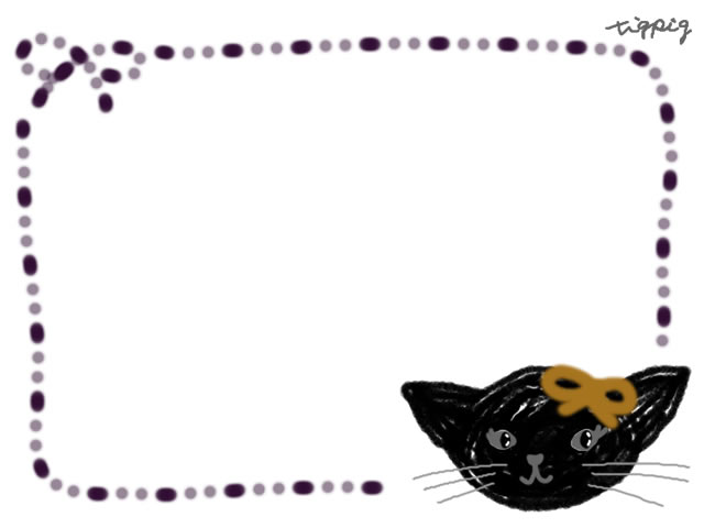 フリー素材 フレーム ガーリーなモノクロの黒猫 ハロウィンのwebデザイン素材 640 480pix Webデザインに使える素材 Tigpig