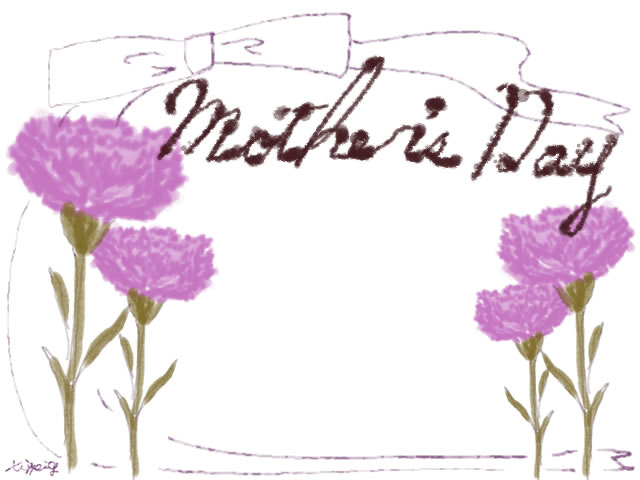 母の日のwebデザイン素材 大人可愛いリボンとカーネーションと Mother S Day の手書き文字のバナー広告 ネットショップの母の日の飾り枠 640 480pix Webデザイン イラスト素材 Tigpig