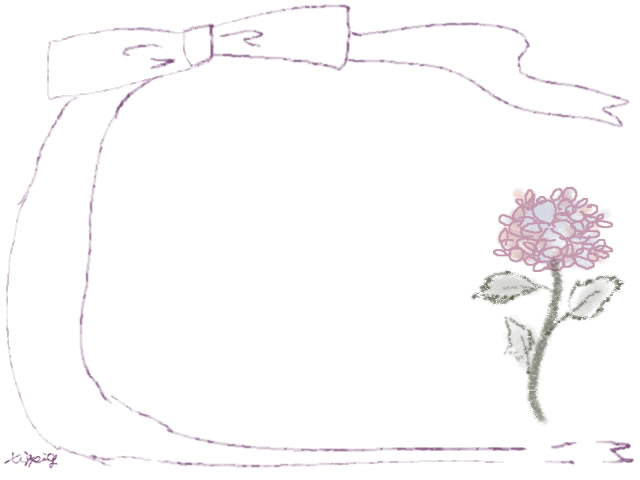 バナー広告 ネットショップのwebデザイン素材 大人可愛い紫色リボンとあじさいの花の飾り枠のフレーム素材 640 480pix Webデザインに使える素材 Tigpig