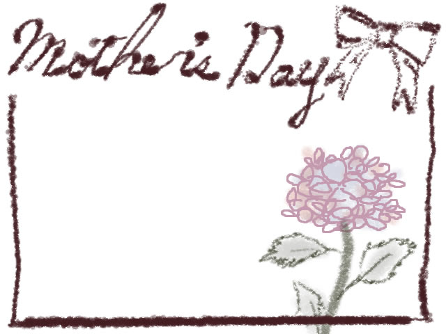 バナー広告 ネットショップのwebデザイン素材 大人可愛い花 あじさい と Mother S Day の手描き文字とリボンの飾り枠のフレーム素材 640 480pix Webデザインに使える素材 Tigpig