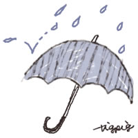 6月のバナー広告 アイコン Twitter Mixi のwebデザイン素材 ガーリーな水色のストライプの傘と雨のイラストのフリー素材 0 0pix Webデザインに使える素材 Tigpig