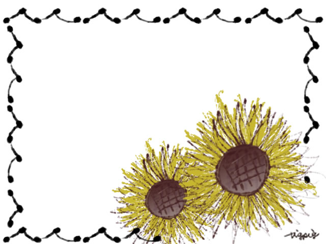 フリー素材 花のフレーム 大人可愛い向日葵 ひまわり 2輪 ネットショップ バナー広告 Webデザインの写真加工に オンラインショップ制作やwebデザインに使える素材 Tigpig