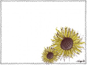 フリー素材 花のフレーム 大人かわいいひまわりとガーリーな手描きのレースのイラスト Webデザインに使える素材 Tigpig