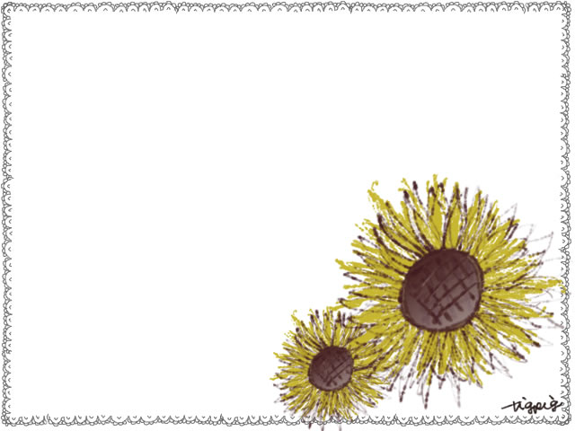 フリー素材 花のフレーム 大人かわいいひまわりとガーリーな手描きのレースのイラスト ネットショップ制作などに使える約5000点のwebデザイン素材 Tigpig