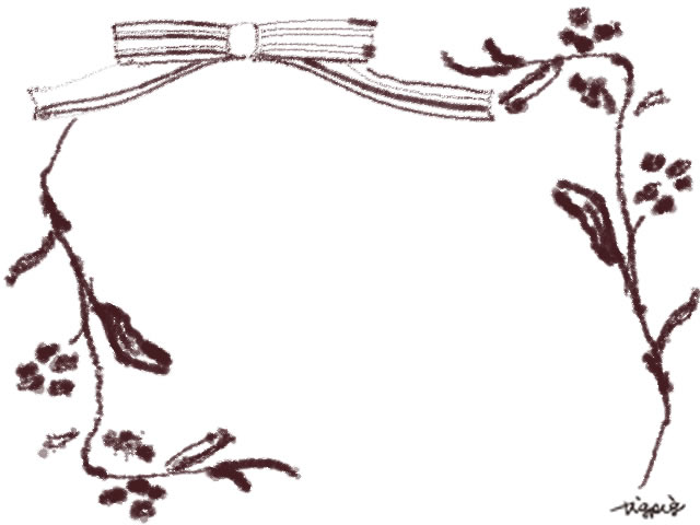 フリー素材 フレーム 北欧風デザインのシンプルなブラウンブラックのリボンと木の枝のイラストの飾り枠のweb素材 Webデザインに使える素材 Tigpig
