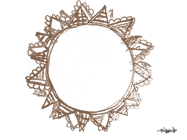フリー素材 アイコン Twitter Mixi ブログ 大人可愛いブラウンの旗いっぱいの太陽のメダルみたいな鉛筆イラスト 0 0pix Webデザイン イラスト素材 Tigpig