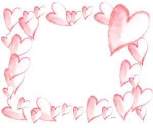 フリー素材 ハート ピンクの水彩のハートいっぱいのイラストのフレーム バレンタインのバナー広告300 250pix Webデザインに使える無料素材 Tigpig