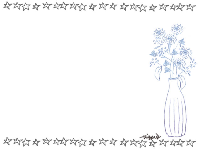 フリー素材 フレーム 手描きのモノトーンの星と北欧風の花と花瓶 640 480pix オンラインショップ制作やwebデザインに使える素材 Tigpig
