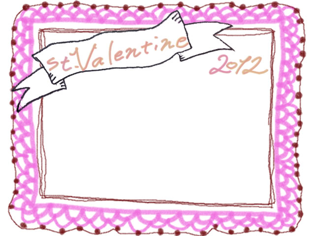 フリー素材 フレーム バレンタイン St Valentine の手書き文字とリボンと紺色のレースの囲み枠 640 480pix オンラインショップ制作やwebデザインに使える素材 Tigpig