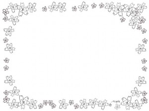 フリー素材 モノトーンの桜のフレーム シンプルな鉛筆画の桜の花いっぱいの大人可愛い飾り枠 640 480pix Webデザインに使える素材 Tigpig