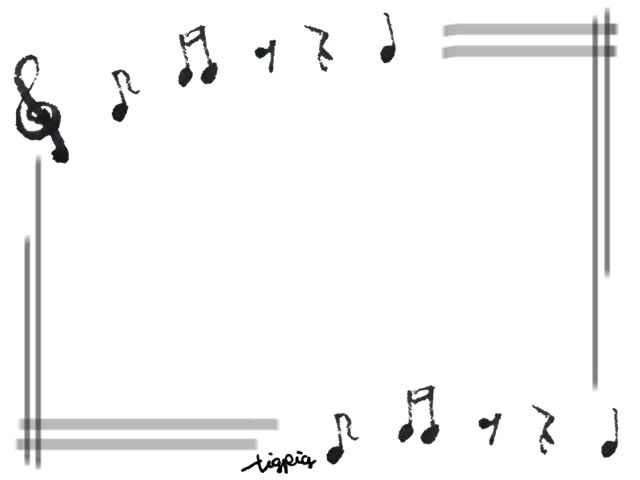 フリー素材 フレーム モノトーンの手描きの音符とラインのフレーム 640 480pix Webデザイン 動画に使える無料素材 Tigpig
