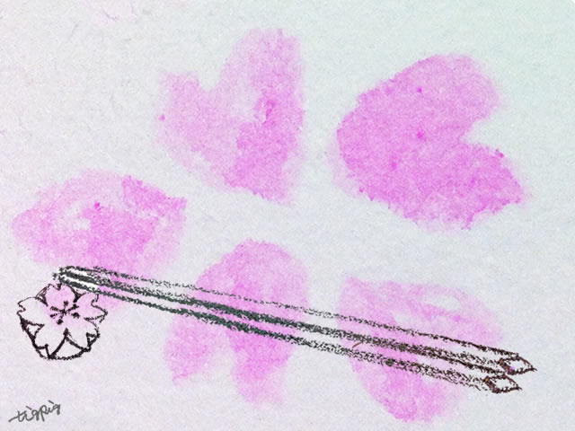和風のフリー素材 桜の箸置きと箸とピンクの水彩の背景のガーリーイラスト 640 480pix ネットショップ制作などに使える約5000点のwebデザイン素材 Tigpig