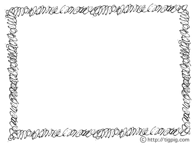 フリー素材 フレーム モノトーンのペンで描いたような手描きのぐるぐるのラインの飾り枠 640 480pix Webデザイン 動画制作に使える無料素材 Tigpig