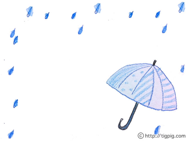 ナチュラルな水彩の傘と雨のフレームのフリー素材 640 480pix Webデザインに使える素材 Tigpig