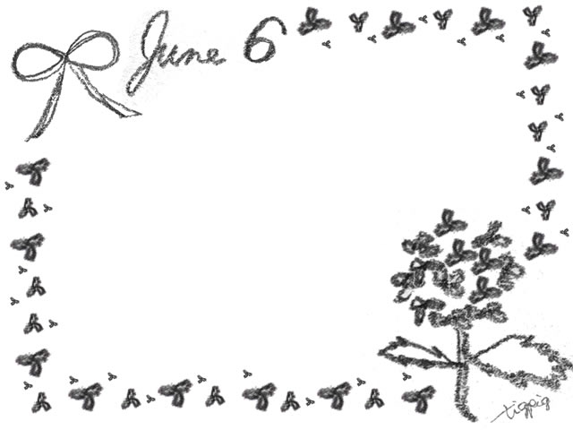 フリー素材 6月のフレーム モノトーンの鉛筆画の紫陽花とリボンとjune6の手書き文字 640 480pix オンラインショップ制作やwebデザインに使える素材 Tigpig