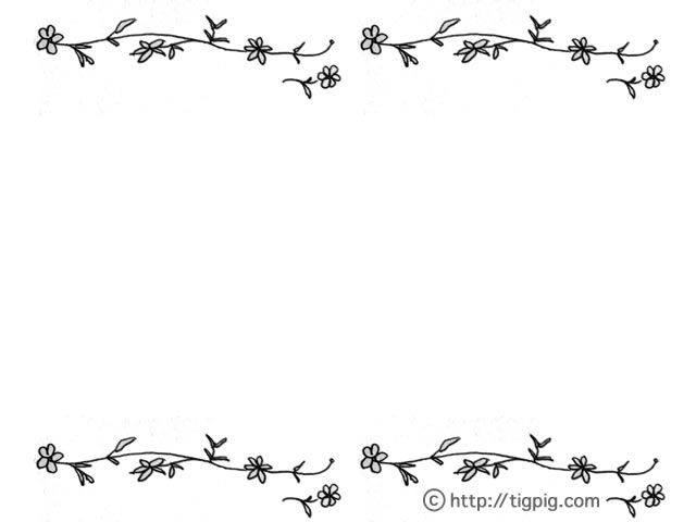 フリー素材 フレーム モノトーンの花とツルの飾り枠 640 480pix Webデザインに使える無料素材 Tigpig