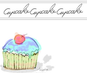 大人可愛いカップケーキとcupcakeの手書き文字のフリー素材 バナー広告 300 250pix Webデザイン イラスト素材 Tigpig