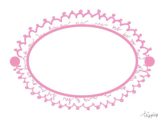 フリー素材 フレーム 大人可愛いピンクのポンポン付きレースの楕円のワッペン風飾り枠枠 640 480pix Webデザイン 動画制作に使える無料素材 Tigpig