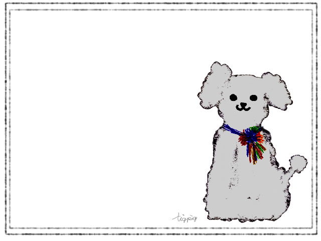 大人可愛いフリー素材 ガーリーなグレーのプードル犬のフレーム 640 480pix オンラインショップ制作やwebデザインに使える素材 Tigpig