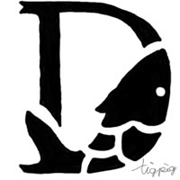 アイコン Twitter のフリー素材 モノトーンの魚のイラストのdの飾り文字 0 0pix ネットショップ制作などに使える約5000点のwebデザイン素材 Tigpig