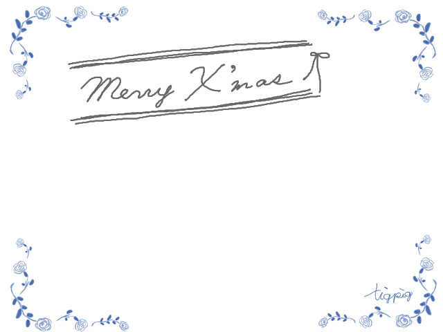 クリスマスのフリー素材 フレーム 大人可愛いブルーの飾り枠とmerryx Masの手書き文字とラインとリボンの見出し 640 480pix Webデザインに使える素材 Tigpig