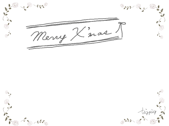 クリスマスのフリー素材 フレーム Meery X Masの手書き文字とラインとリボンと薔薇の飾り枠のフレーム 640 480pix Webデザインに使える素材 Tigpig
