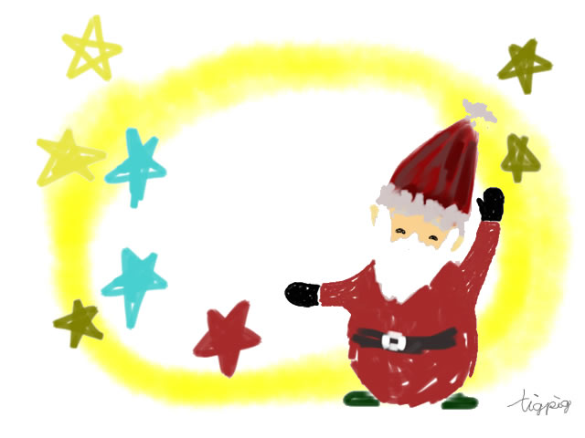 クリスマスのフリー素材 サンタクロースと星の無料イラスト 640 480pix Webデザインに使える素材 Tigpig