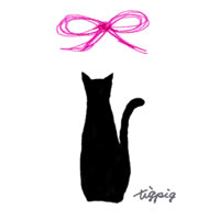 黒猫のシルエットとピンクのりぼんのかわいいイラストのフリー素材 0 0pix Webデザイン 動画制作に使える無料素材 Tigpig