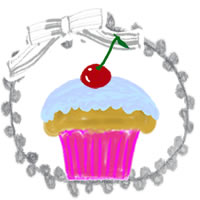 アイコンのフリー素材 サクランボのカップケーキとグレーのリボンとレースの枠 0 0pix Webデザイン イラスト素材 Tigpig