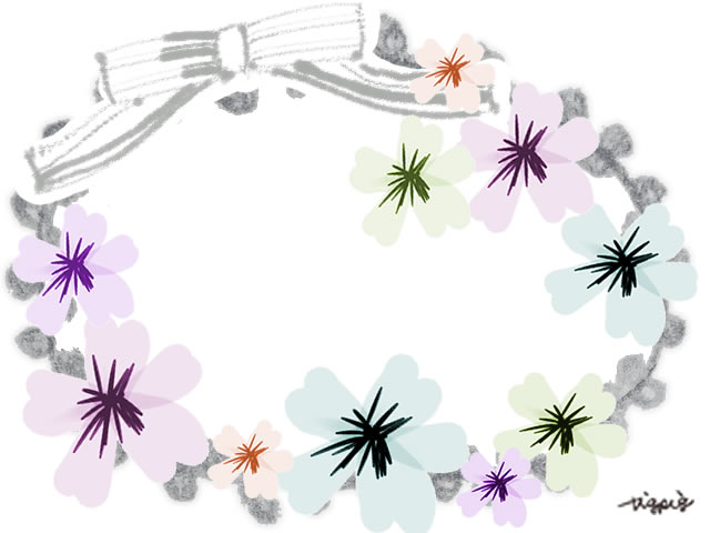大人可愛いモノトーンのリボントと花の春イラストのフレームのフリー素材 Webデザイン 動画に使える無料素材 Tigpig