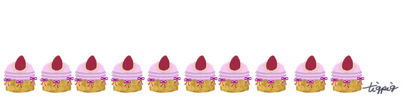 フェアリー系イチゴケーキいっぱいの大人可愛いラインのヘッダー用フリー素材 Webデザイン イラスト素材 Tigpig