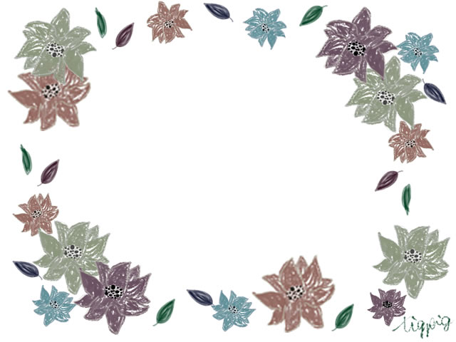 秋のhp制作に使えるくすんだ色味が大人可愛いレトロな花いっぱいのフレームのフリー素材 Webデザインに使える素材 Tigpig