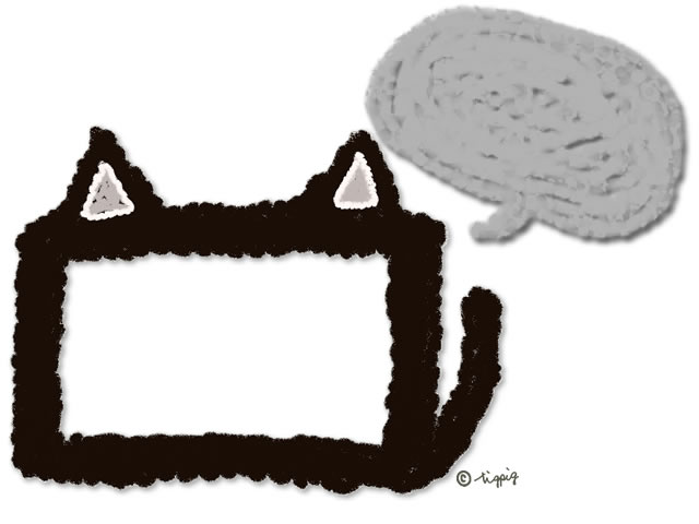 大人可愛い黒猫の耳としっぽのイラストのフレームと吹出しのフリー素材 640 480pix Webデザインに使える素材 Tigpig