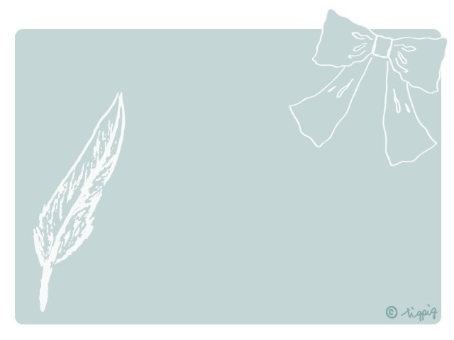 スケッチ風の羽と大人可愛いリボンのイラストパステルブルーの角丸のフレーム 640 480pix Webデザイン イラスト素材 Tigpig
