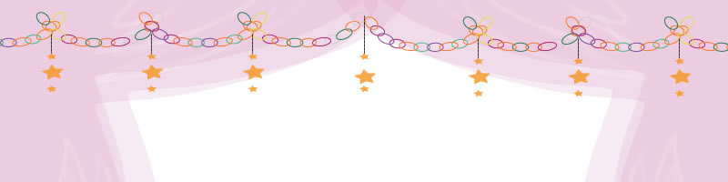 星の輪飾りとピンクのシフォンの幕のイラストのヘッダー 800 0pix Webデザイン 動画制作に使える無料素材 Tigpig