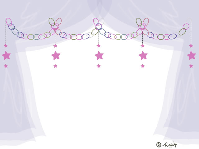 大人可愛いピンクの星の輪飾りと薄紫のシフォンの幕のフレーム 640 480pix Webデザインに使える素材 Tigpig