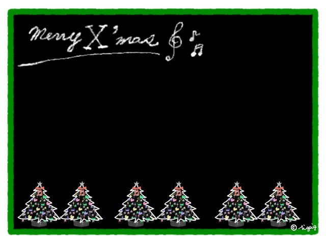 大人可愛い手描き文字のmerry X Masとカラフルなクリスマスツリーいっぱいのフリー素材 640 480pix オンラインショップ制作やwebデザインに使える素材 Tigpig