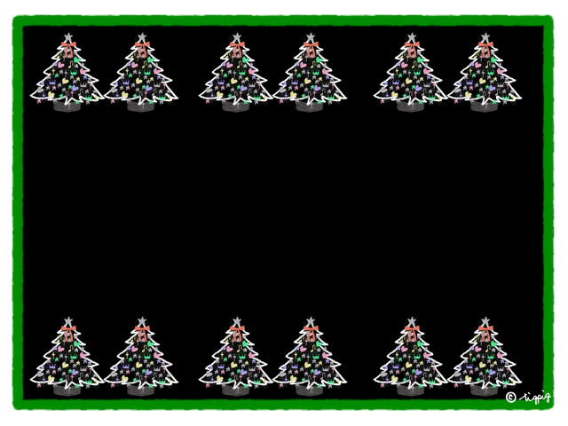 黒い背景が大人可愛いクリスマスツリーいっぱいの飾り罫のフリー素材 640 480pix Webデザイン 動画に使える無料素材 Tigpig