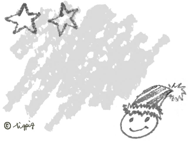 モノトーンのクレヨン画の星と顔のイラストのフレーム 640 480pix Webデザイン イラスト素材 Tigpig