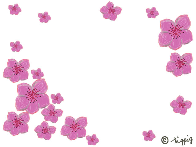 大人可愛い桃の花のイラストのフレーム 640 480pix Webデザイン イラスト素材 Tigpig