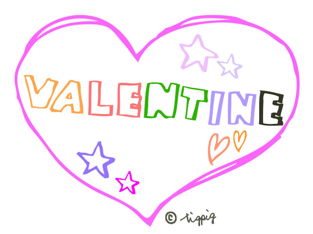 Valentineのポップな手書き文字とピンクのハート Webデザイン イラスト素材 Tigpig