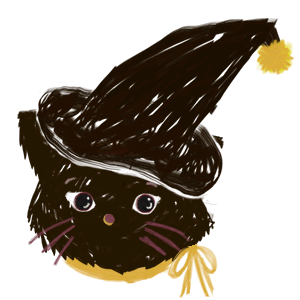 ハロウィンに使える魔女の帽子の黒猫のイラスト 300 300pix Webデザインに使える素材 Tigpig